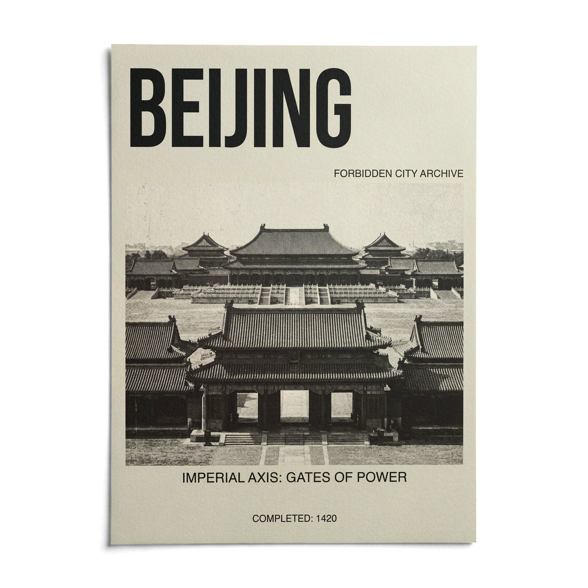 Beijing Architecture Art Print, shown as an unframed paper print on a plain white background