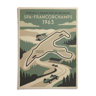 Belgian Race Circuit Map Poster, shown as an unframed paper print on a plain white background