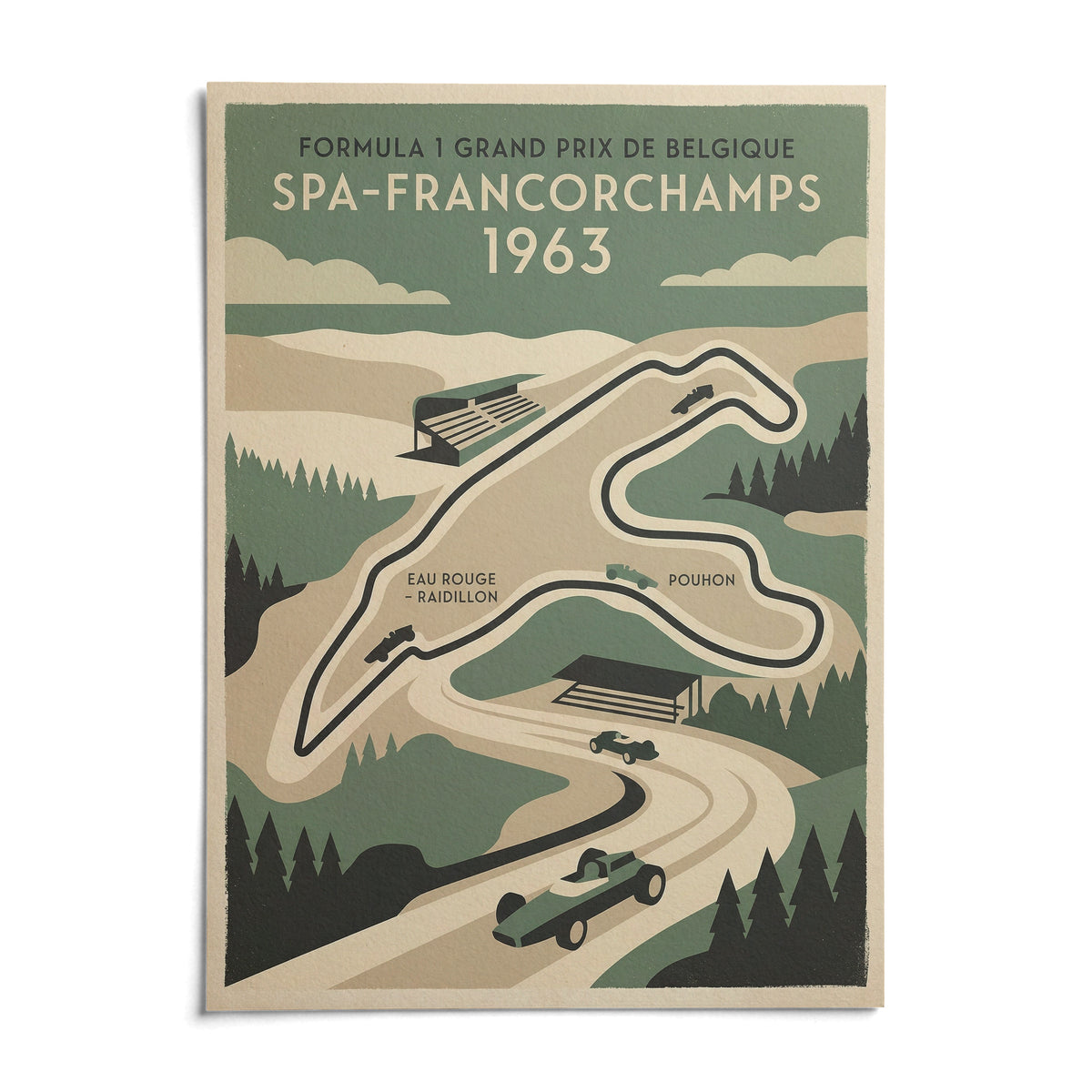 Belgian Race Circuit Map Poster, shown as an unframed paper print on a plain white background