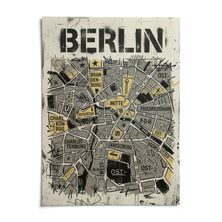 Berlin City Map Wall Art, shown as an unframed paper print on a plain white background