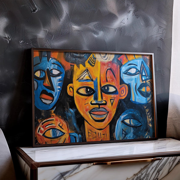 Dynamic pattern featured in bold abstract African wall art print