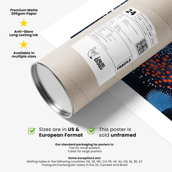 Modern wall art with graphic florals and dot patterns for living rooms.