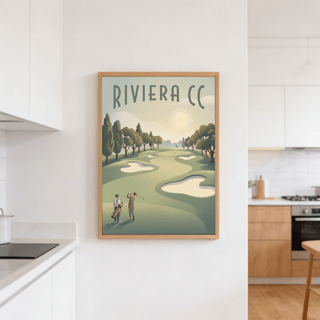 Golf Landscape Poster featuring sunlit Riviera course horizon and scattered bunkers