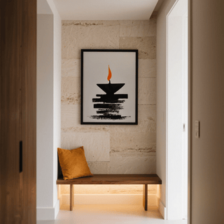 Monochrome dancers with circular sun wall illustration