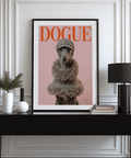 Dressed Up Dog Print in Pink and Red for children's playroom decor