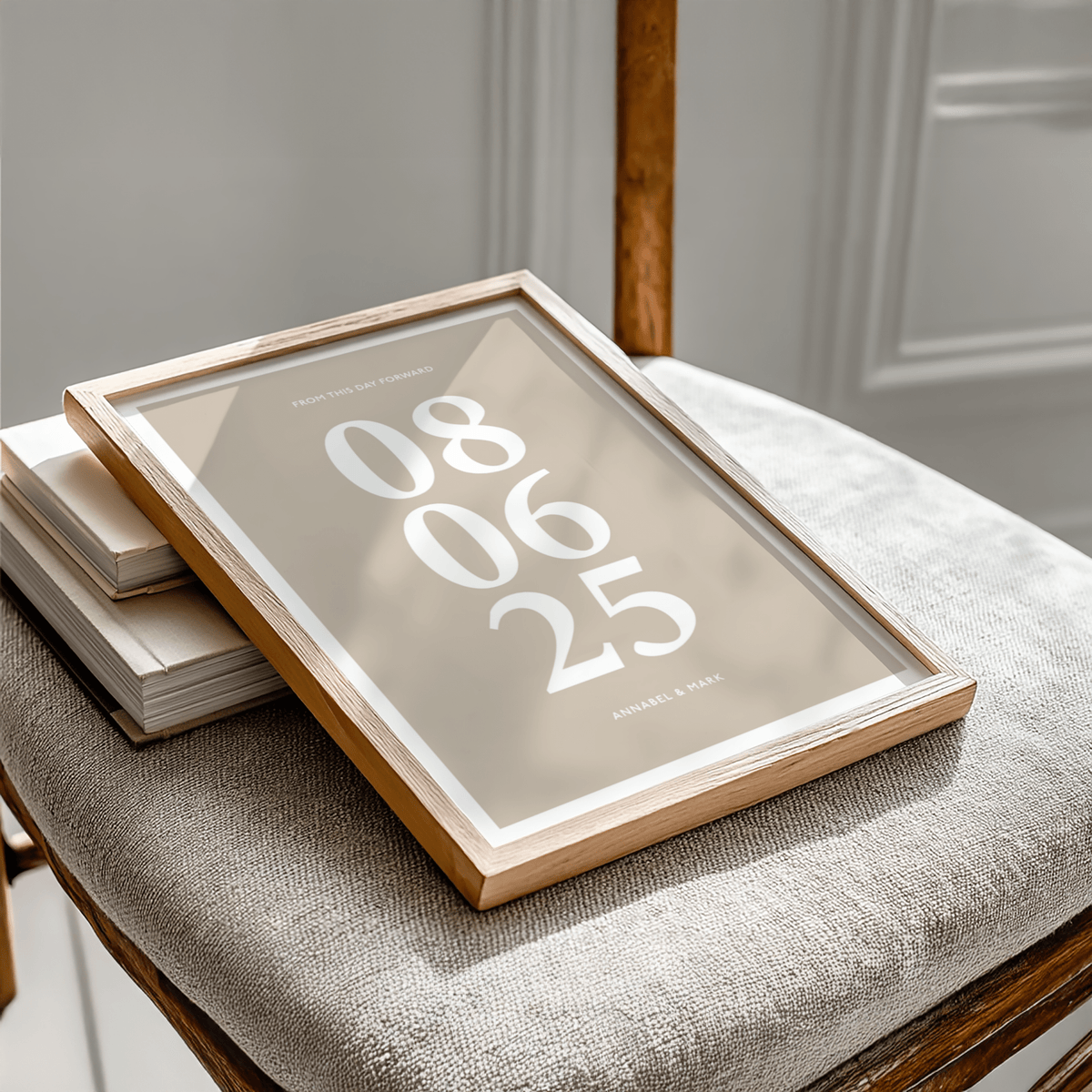 Elegant Personalized Anniversary Gift wall art in Black and White for dining room
