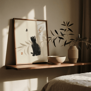 Butterfly Cat Poster featuring Gray and White, kids room wall art