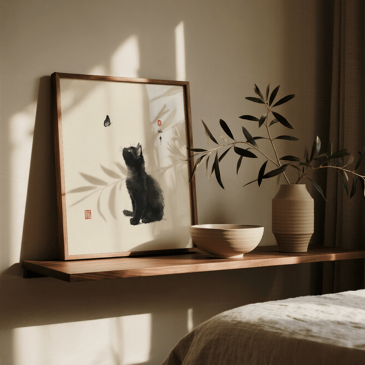 Butterfly Cat Poster featuring Gray and White, kids room wall art