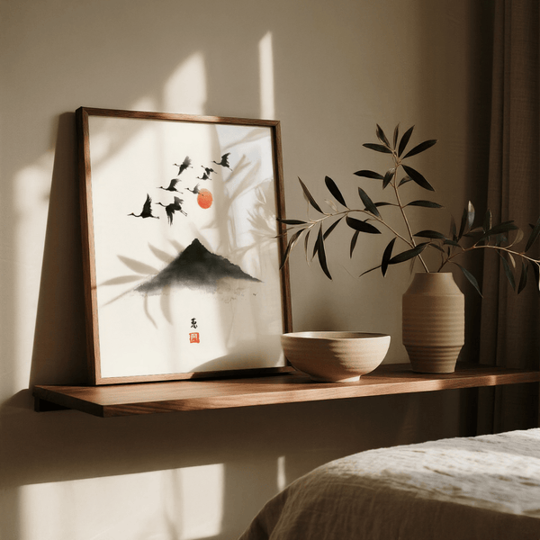 Crane Mountain Art wall art in white for minimalist spaces