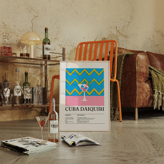 Kitchen and bar wall decor featuring a Cuba Daiquiri in retro graphic style.