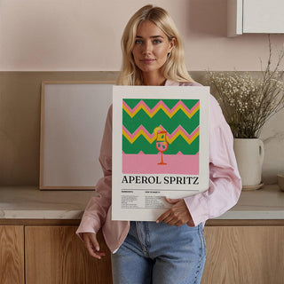 Retro drink print for Aperol Spritz lovers and kitchen wall display.