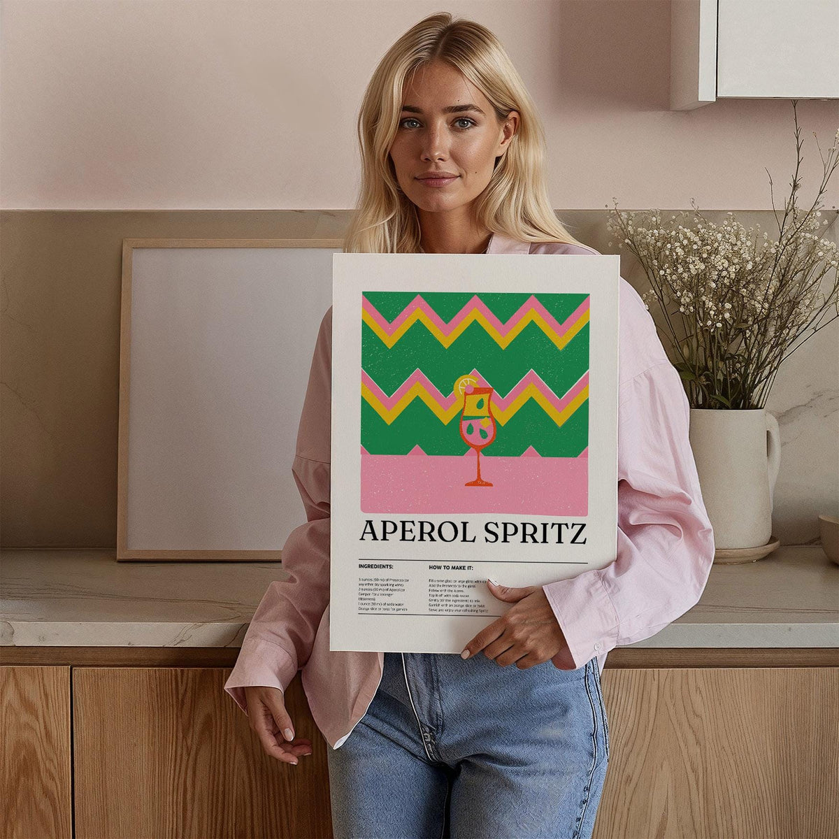 Retro drink print for Aperol Spritz lovers and kitchen wall display.