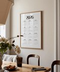 Black and White Wall Calendar Print for entryway poster