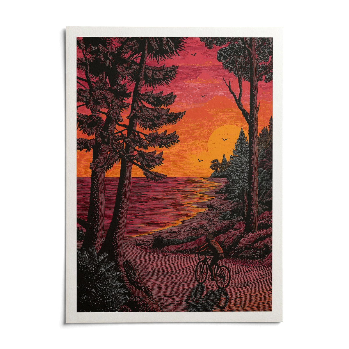 Bicycle Adventure Print, shown as an unframed paper print on a plain white background