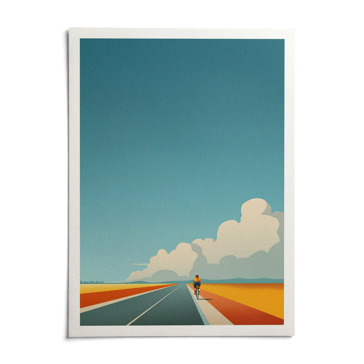 Bicycle Journey Wall Art, shown as an unframed paper print on a plain white background