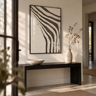 Big Abstract Art, framed on the wall of a minimal hallway