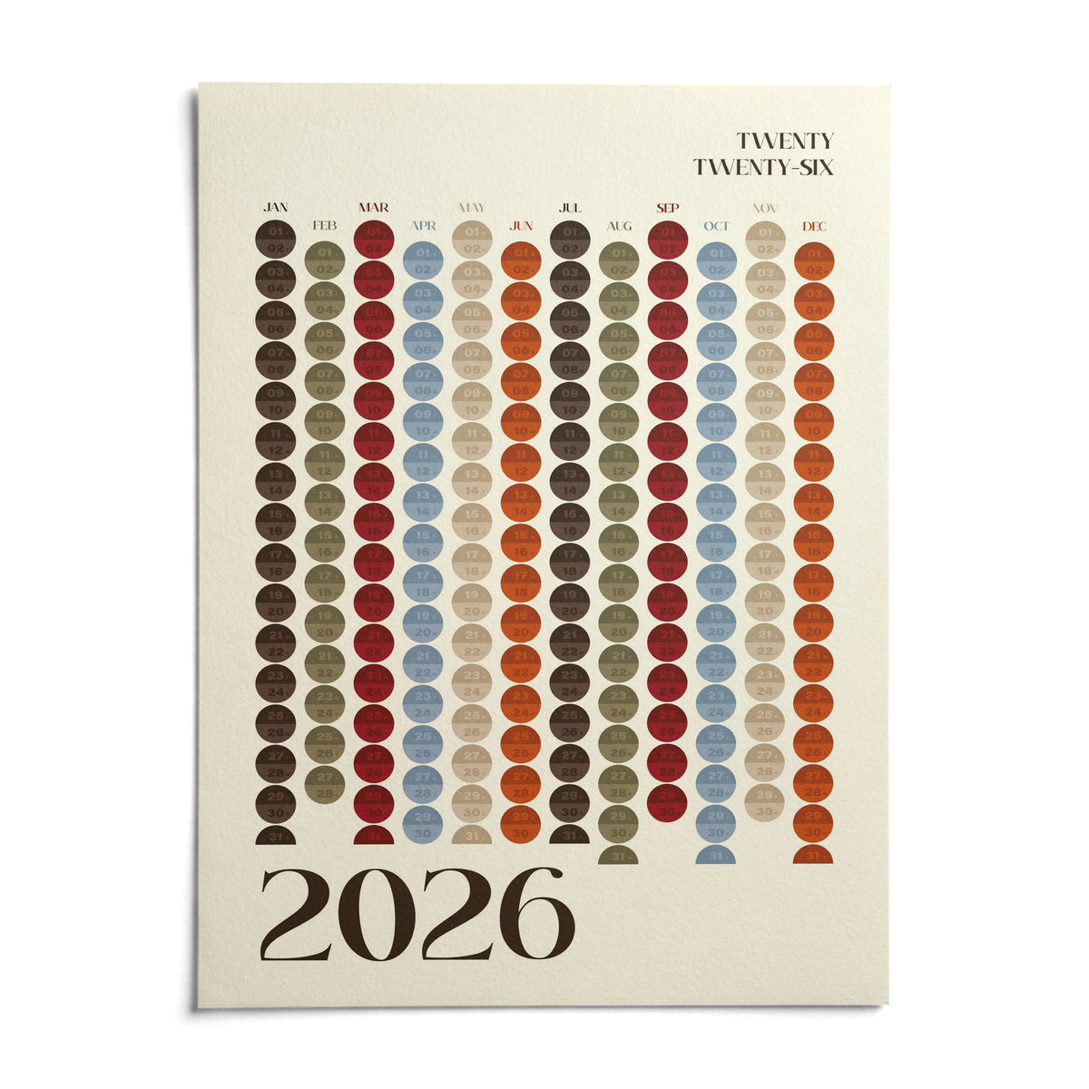 Big Calendar for Wall, shown as an unframed paper print on a plain white background