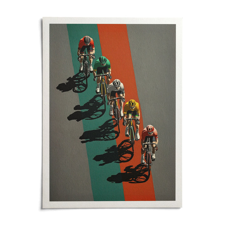 Biking Wall Art, shown as an unframed paper print on a plain white background