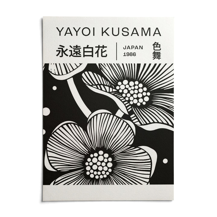 Black and White Art Flowers, shown as an unframed paper print on a plain white background