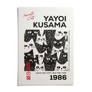 Black and White Cat Art, shown as an unframed paper print on a plain white background