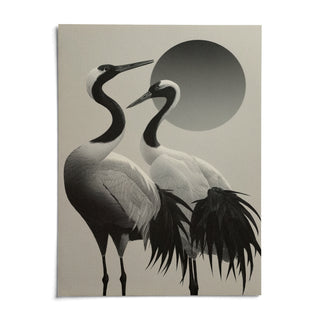 Black And White Crane Print, shown as an unframed paper print on a plain white background