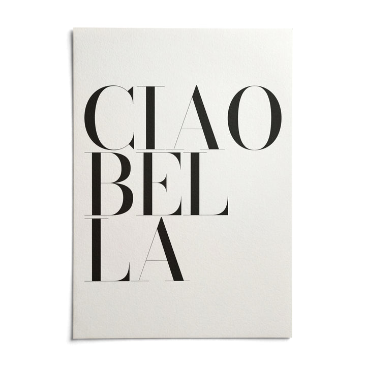 Black and White Typography Poster, shown as an unframed paper print on a plain white background
