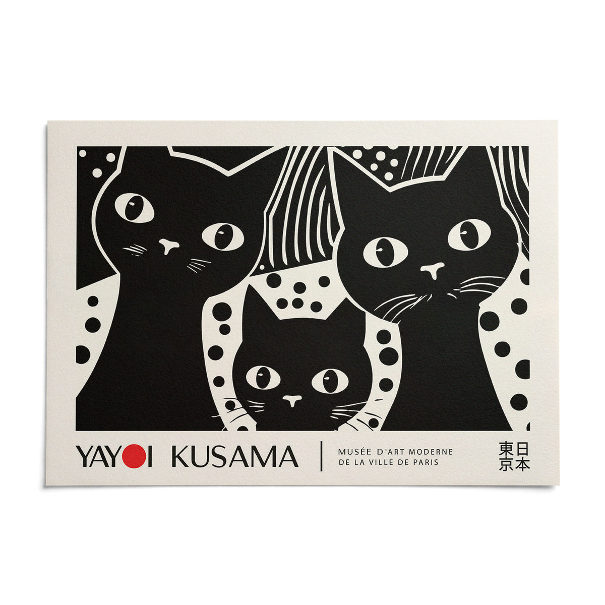 Black Cat Wall Art, shown as an unframed paper print on a plain white background