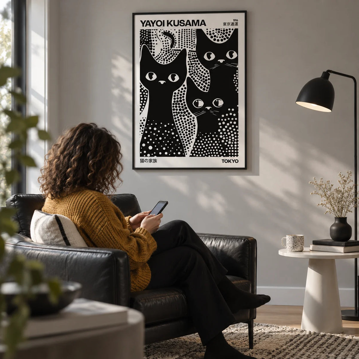 Black Cats Poster Polka Dot Wall Art | Laboo Studio