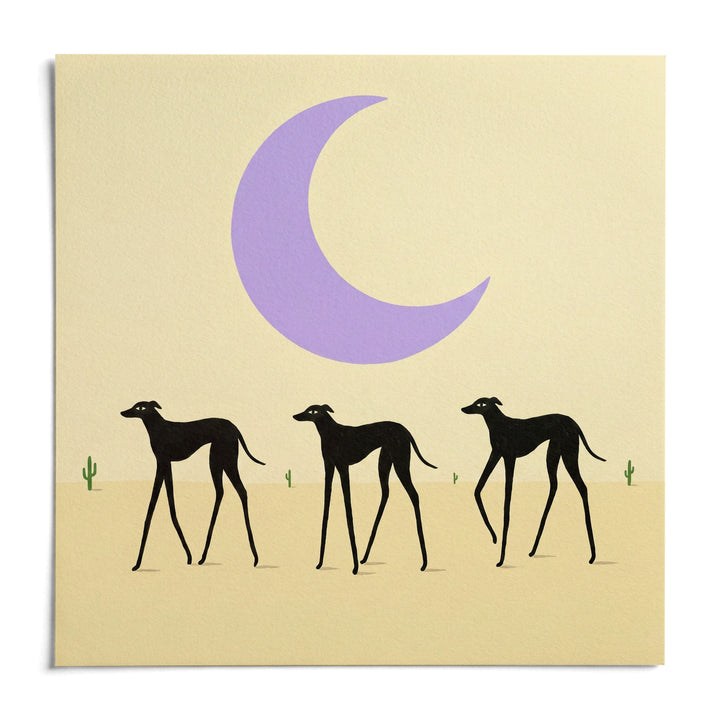Black Dog Art Print, shown as an unframed paper print on a plain white background