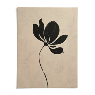 Black Flower Art, shown as an unframed paper print on a plain white background