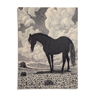 Black Horse Art Print, shown as an unframed paper print on a plain white background