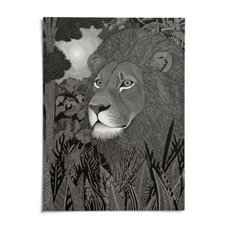 Black Lion Wall Art, shown as an unframed paper print on a plain white background