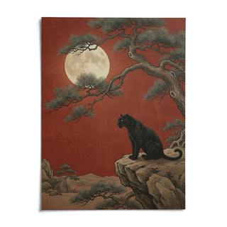 Black Panther Moon Print, shown as an unframed paper print on a plain white background