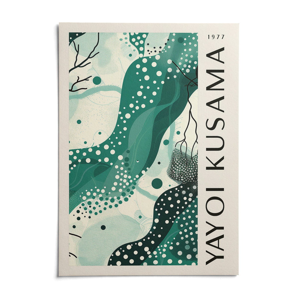 Black White and Green Poster, shown as an unframed paper print on a plain white background