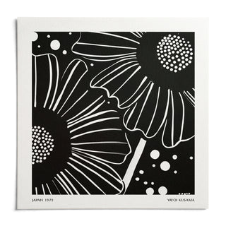Black White Floral Art, shown as an unframed paper print on a plain white background