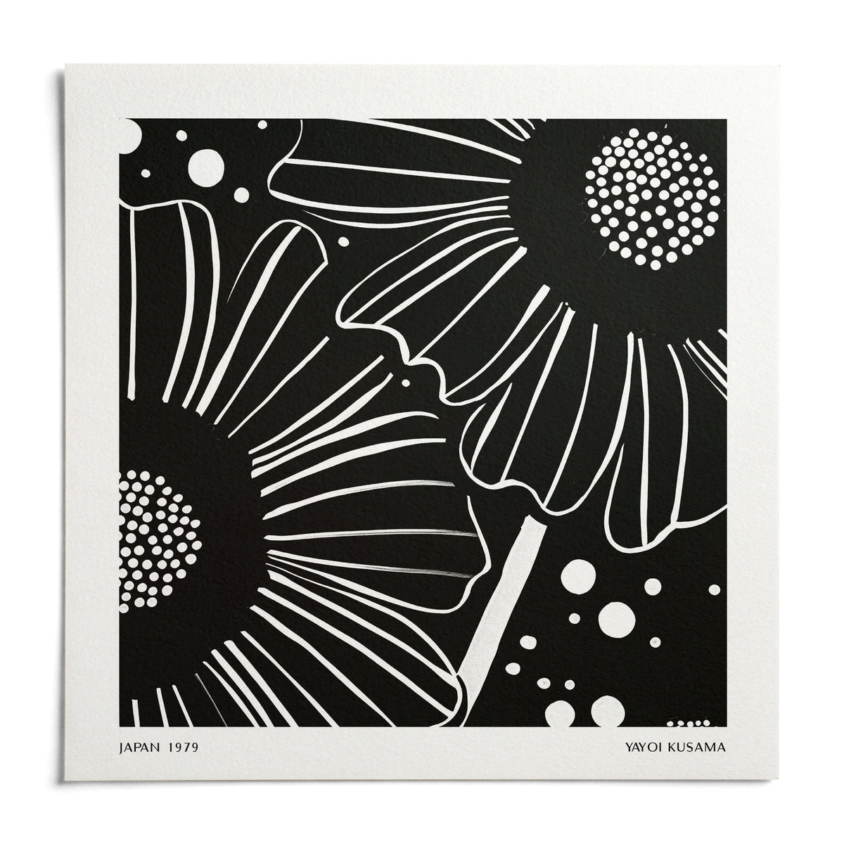 Black White Floral Art, shown as an unframed paper print on a plain white background