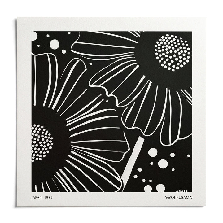 Black White Floral Art, shown as an unframed paper print on a plain white background
