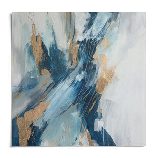 Blue Abstract Wall Art, shown as an unframed paper print on a plain white background