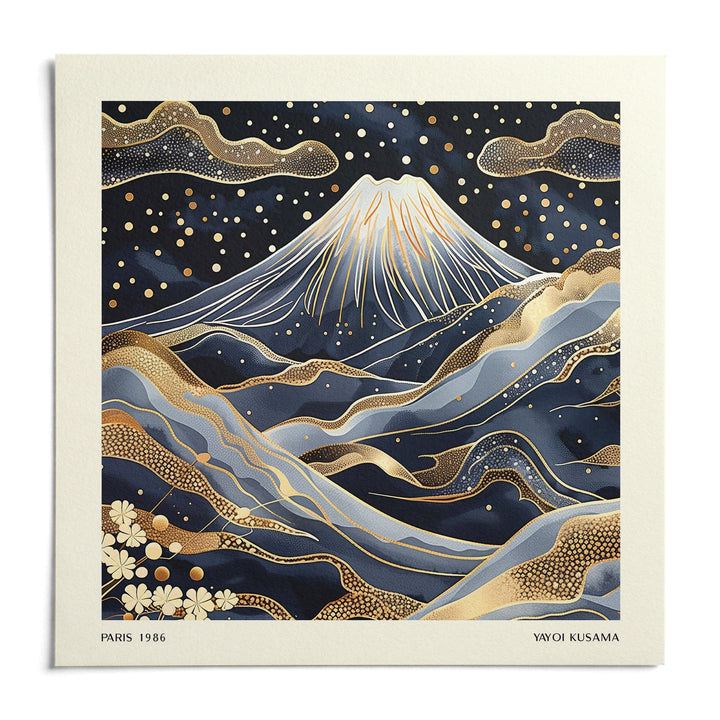 Blue and Gold Wall Art, shown as an unframed paper print on a plain white background