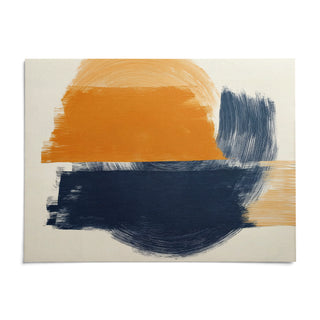 Blue And Orange Abstract Art, shown as an unframed paper print on a plain white background