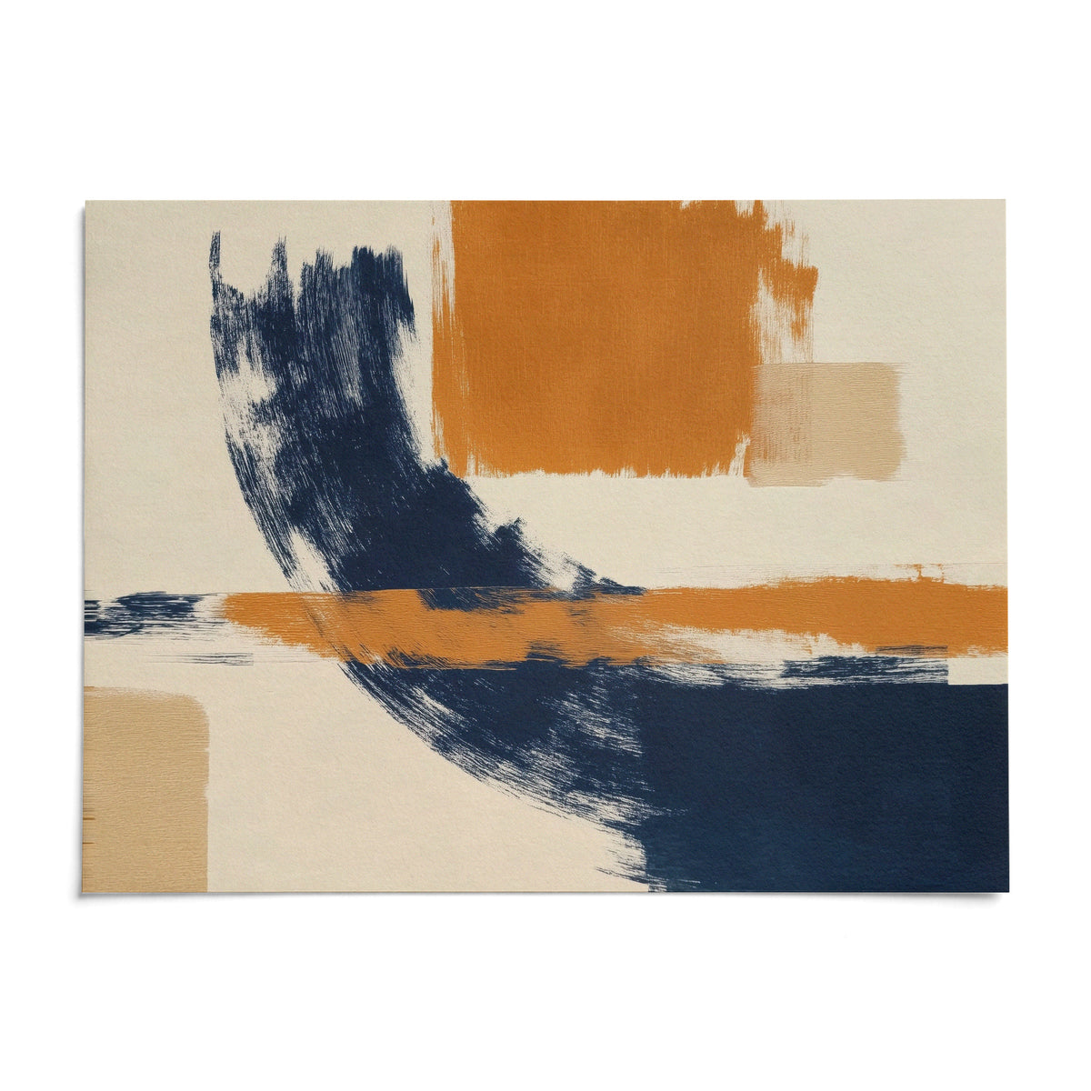 Blue And Orange Art, shown as an unframed paper print on a plain white background