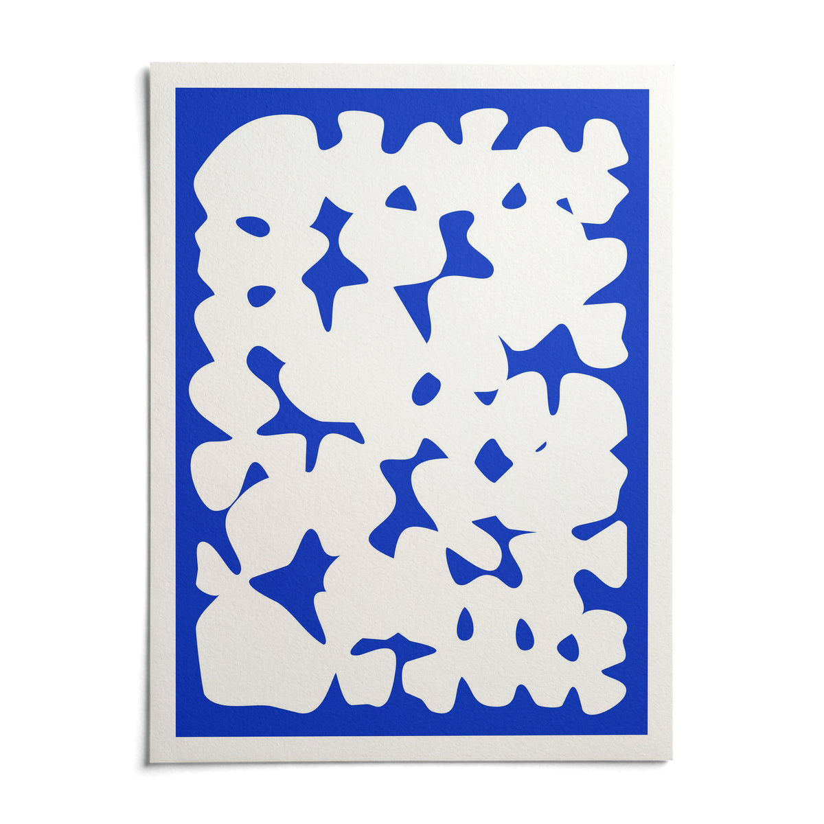 Blue And White Modern Art, shown as an unframed paper print on a plain white background