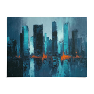 Blue Artwork City, shown as an unframed paper print on a plain white background