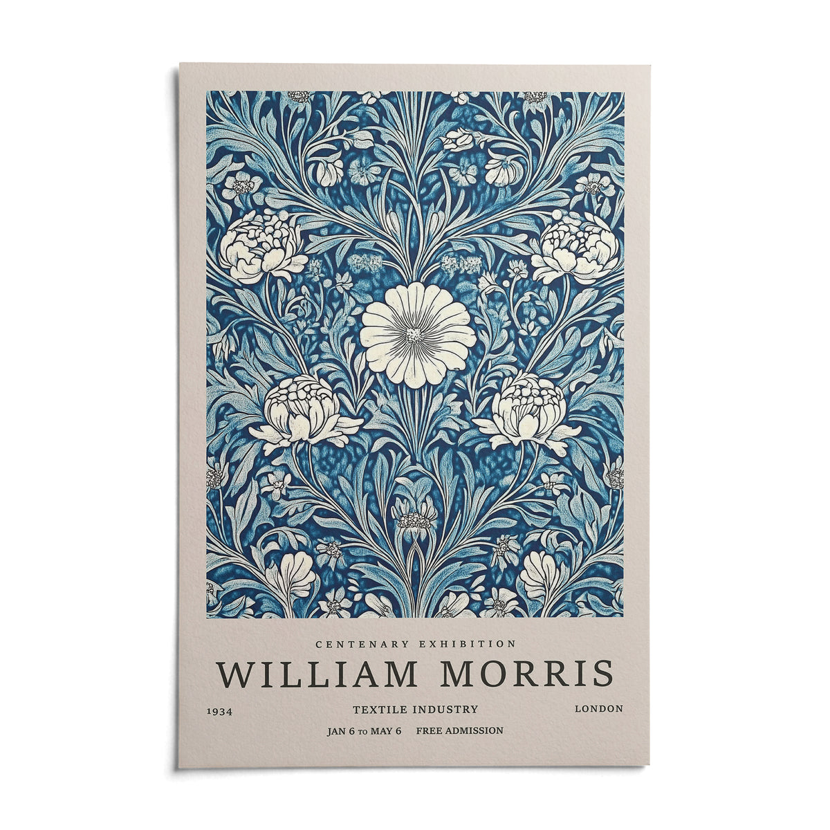 Blue Botanical Prints, shown as an unframed paper print on a plain white background