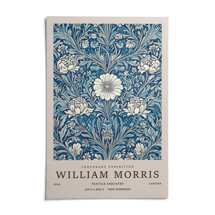 Blue Botanical Prints, shown as an unframed paper print on a plain white background