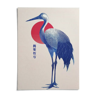 Blue Crane Art, shown as an unframed paper print on a plain white background