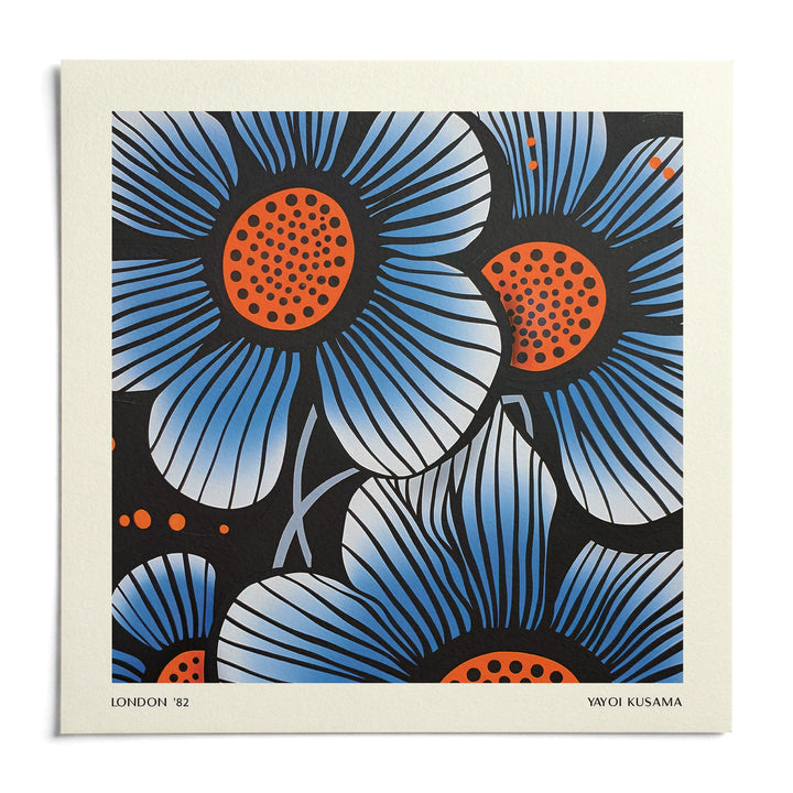 Blue Flower Wall Art, shown as an unframed paper print on a plain white background