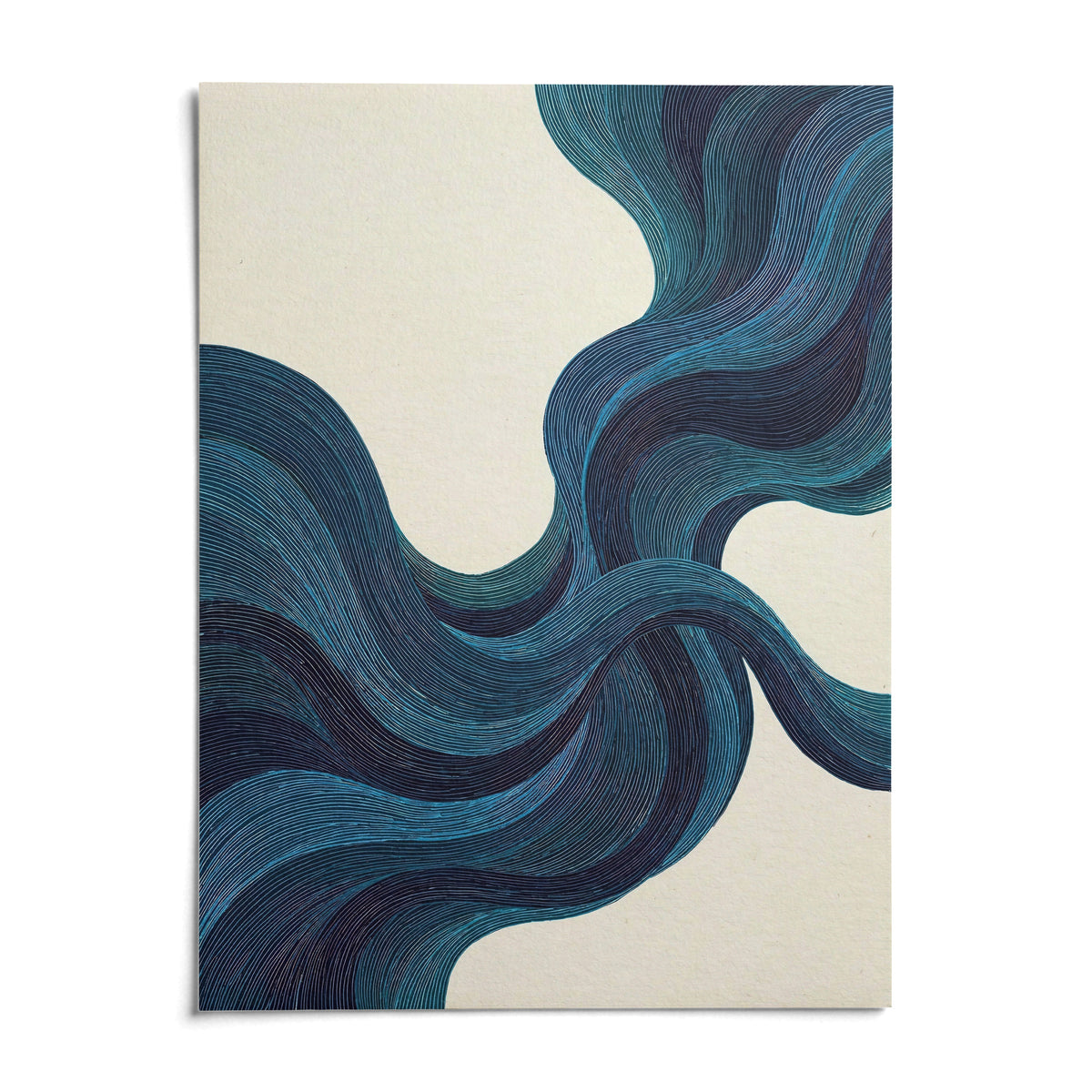 Blue Line Wall Art, shown as an unframed paper print on a plain white background