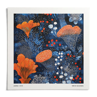 Blue Orange Wall Art, shown as an unframed paper print on a plain white background