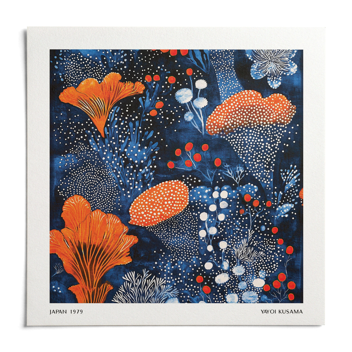 Blue Orange Wall Art, shown as an unframed paper print on a plain white background